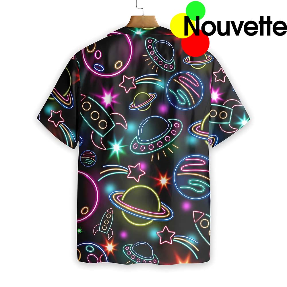 Glowing Space With Rainbow Star Hawaiian Shirt Glowing Space With Rainbow Star Hawaiian Shirt