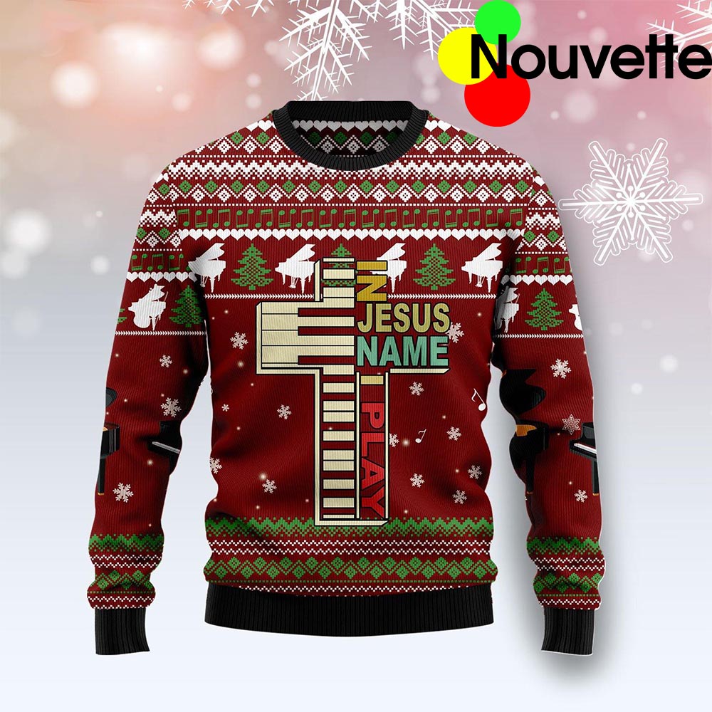 Piano I Play In Jesus Name Christmas Sweater