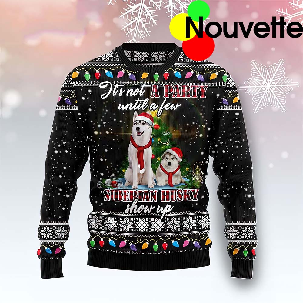Husky Show Up Christmas Ugly Sweater