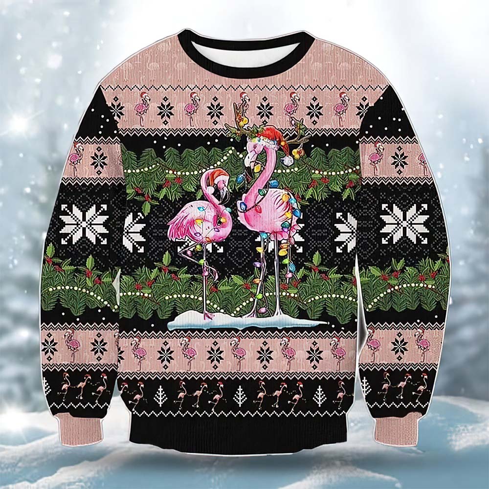 Flamingo Santa Hat Christmas Tree Sweater Flamingo Santa Hat Christmas Tree Sweater