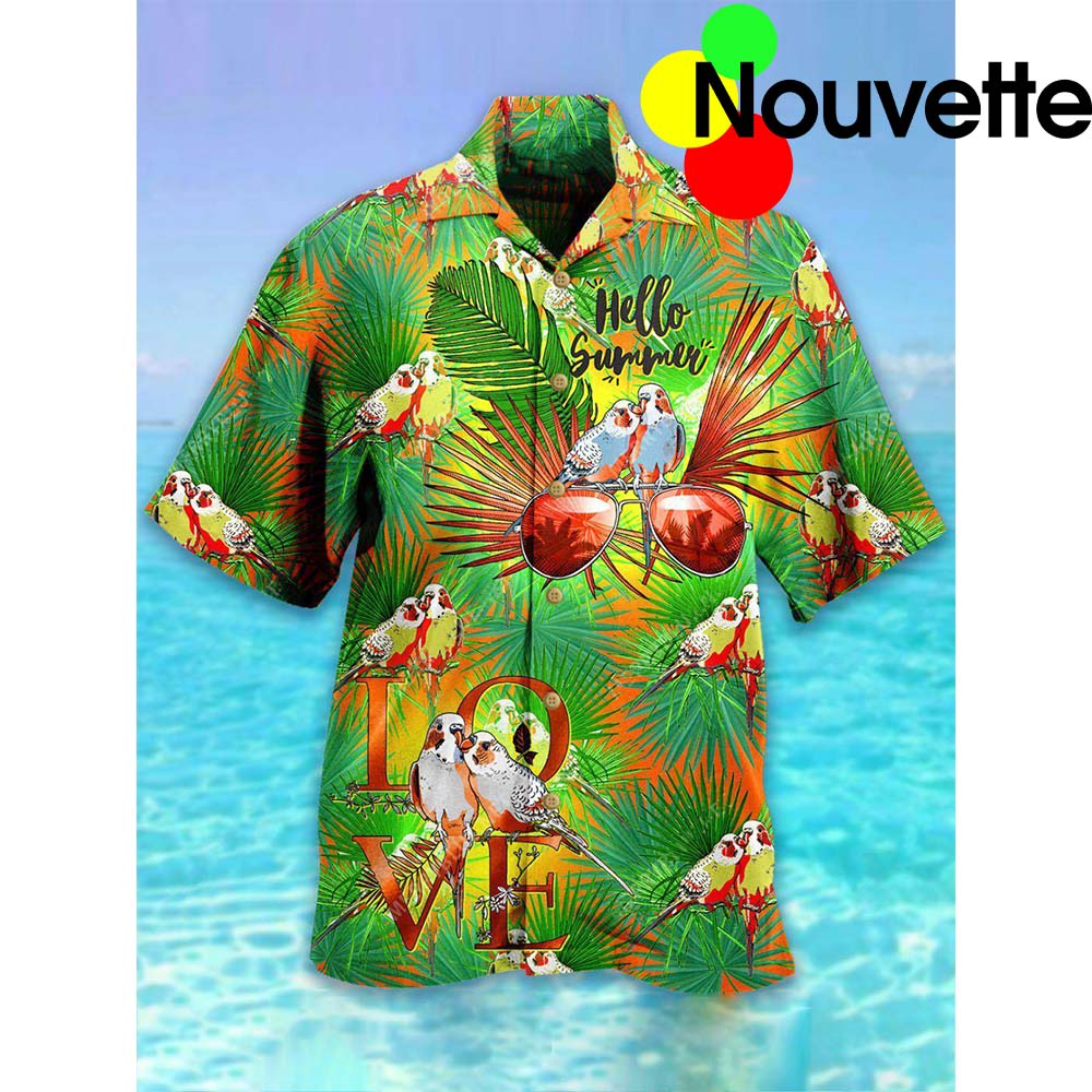 Parrot Hello Summer Hawaiian Shirt Parrot Hello Summer Hawaiian Shirt