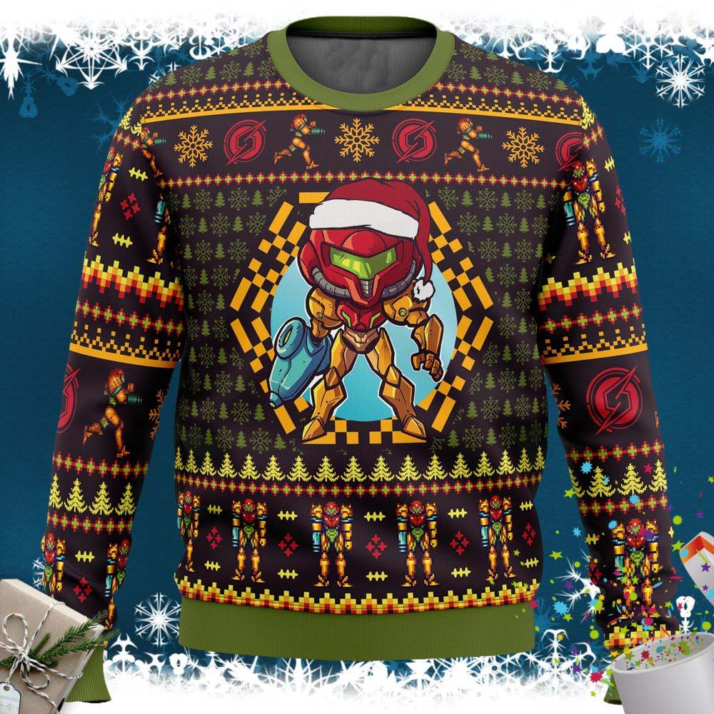 Santa Samus Aran Metroid Christmas Sweater Santa Samus Aran Metroid Christmas Sweater