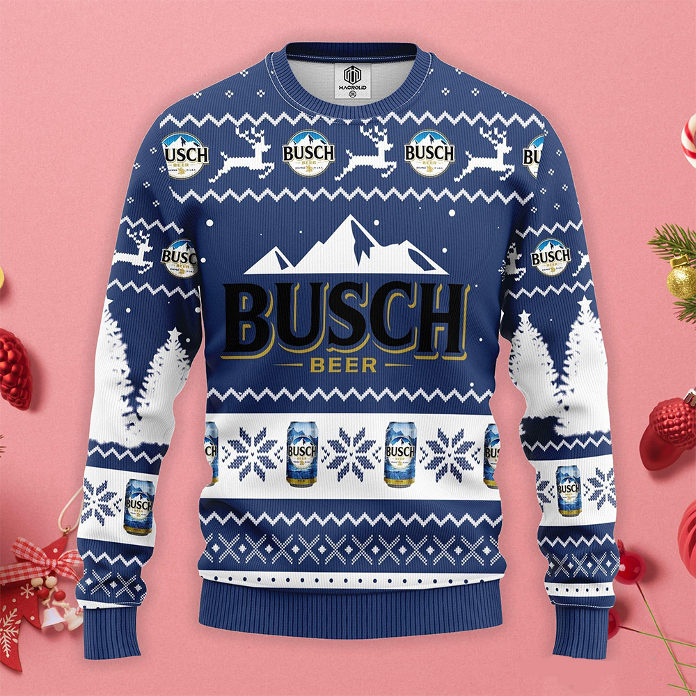 Beer Lover Busch Beer Ugly Christmas Sweater Beer Lover Busch Beer Ugly Christmas Sweater