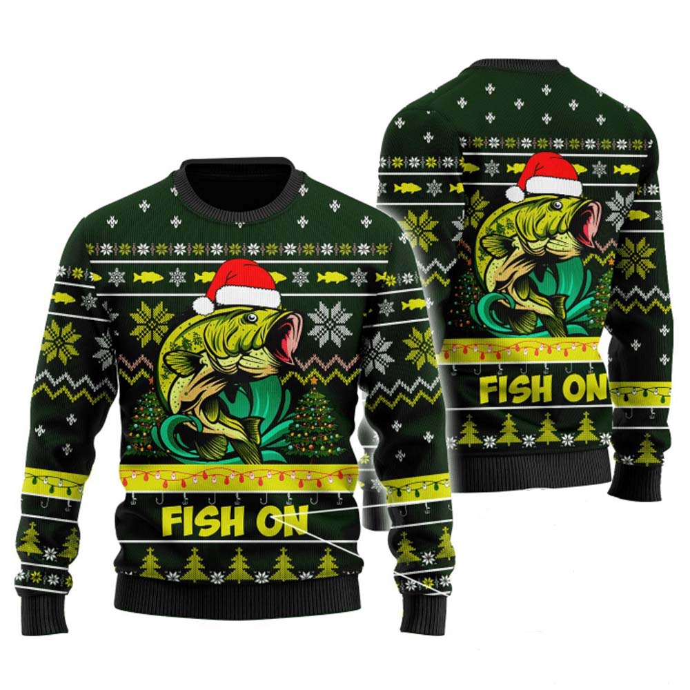 Bass Fishing Fish On Christmas Sweater Bass Fishing Fish On Christmas Sweater