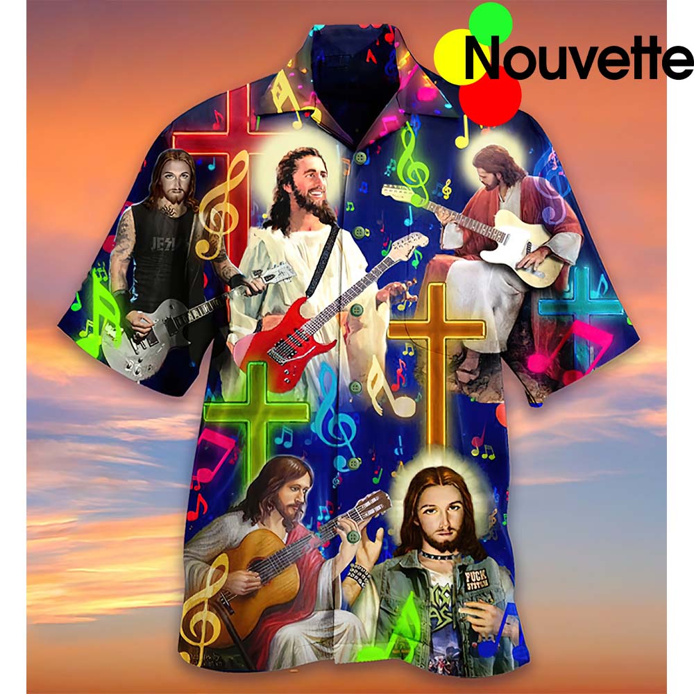 Jesus Playing Guitar Hawaiian Shirt