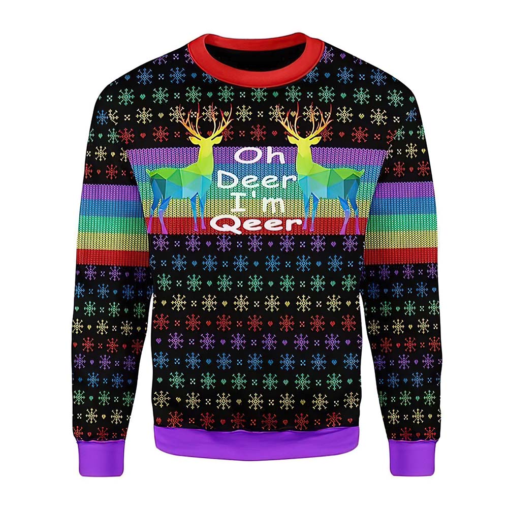Oh Deer I’M Qeer Lgbt Christmas Sweater Oh Deer I’M Qeer Lgbt Christmas Sweater