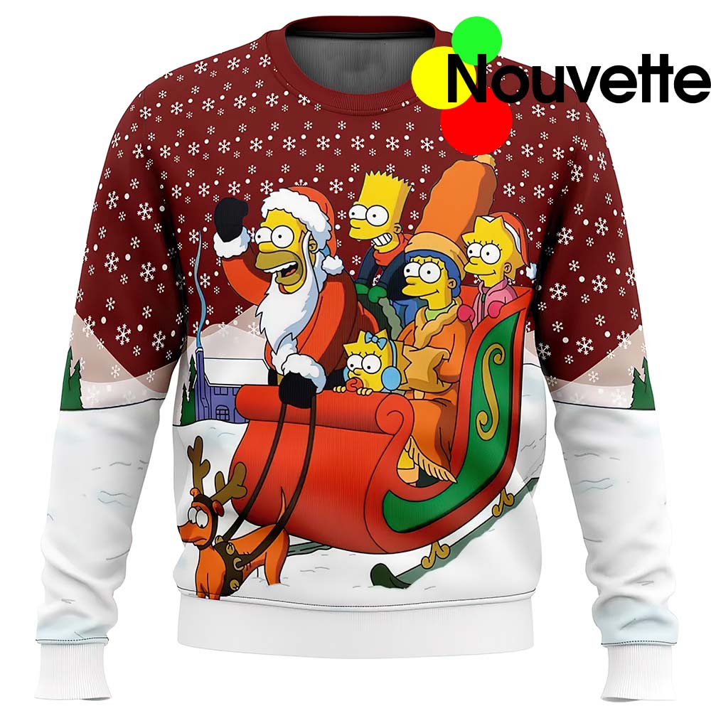 Dashing Through The Snow The Simpsons Ugly Christmas Sweater Dashing Through The Snow The Simpsons Ugly Christmas Sweater