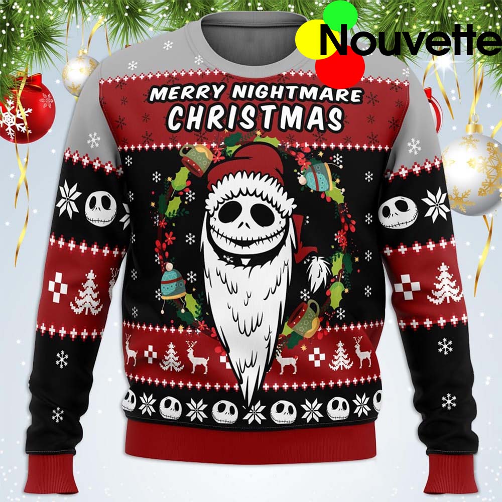Jack Skellington Merry Nightmare Christmas Sweater Jack Skellington Merry Nightmare Christmas Sweater