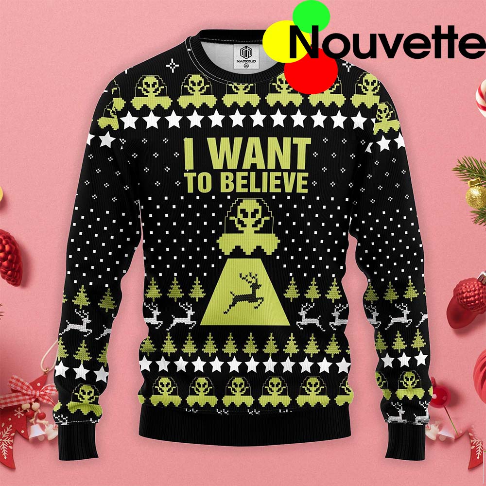 Alien I Want To Believe Christmas Sweater Alien I Want To Believe Christmas Sweater