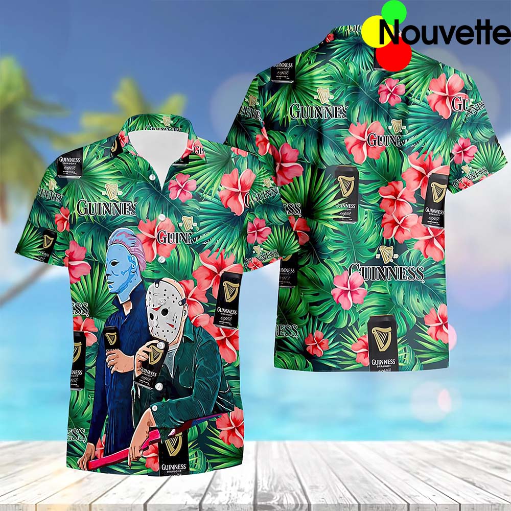 Guinness Michael Myers Jason Voorhees Halloween Hawaiian Shirt Guinness Michael Myers Jason Voorhees Halloween Hawaiian Shirt