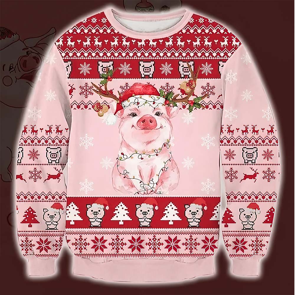 Pig Reindeer Christmas Sweater Pig Reindeer Christmas Sweater