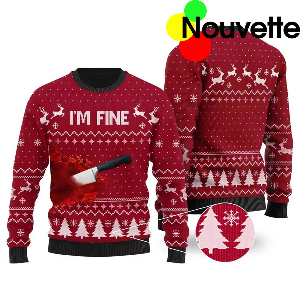 Blood I’M Fine Ugly Christmas Sweater Blood I’M Fine Ugly Christmas Sweater