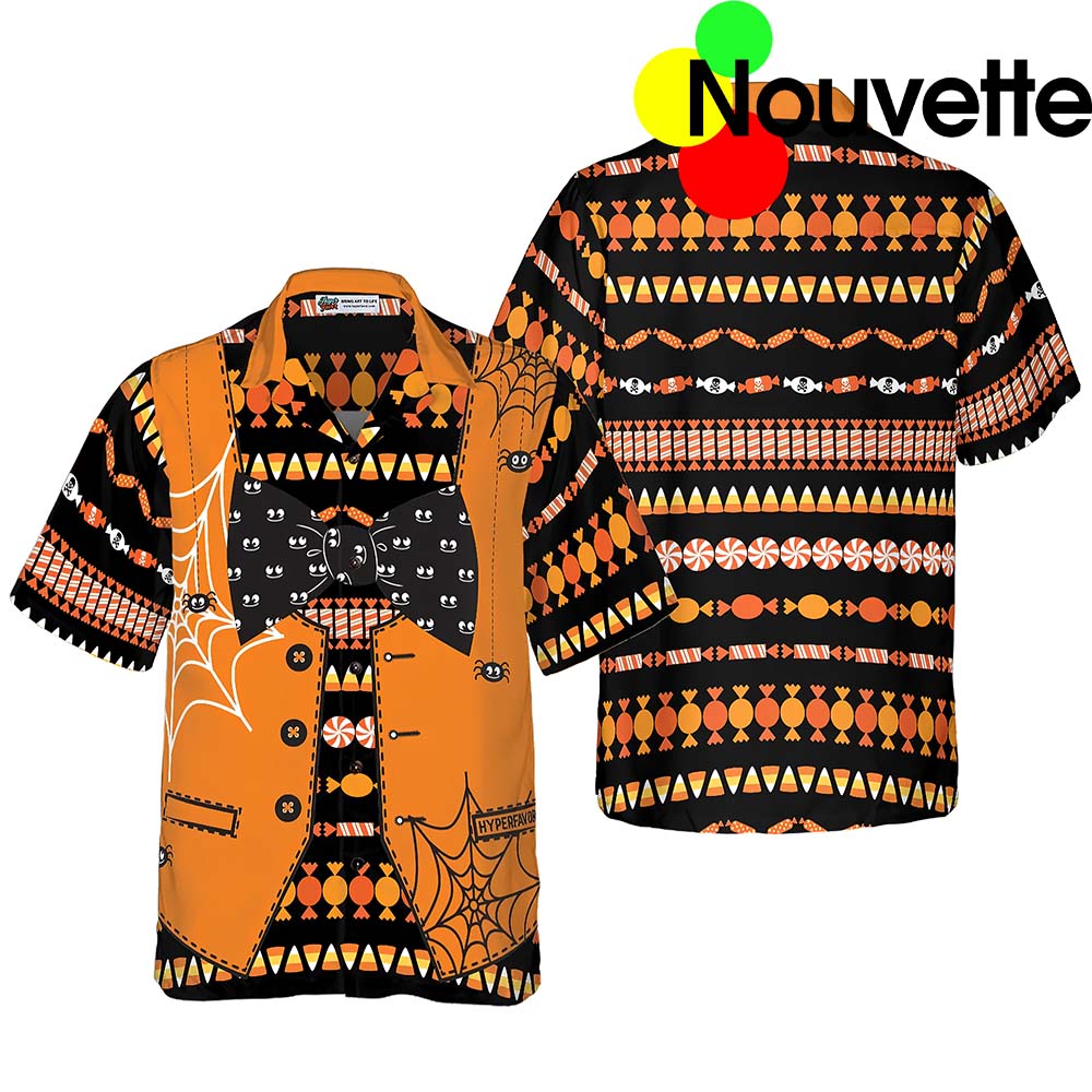 Halloween Candy Man Black And Orange Hawaiian Shirt