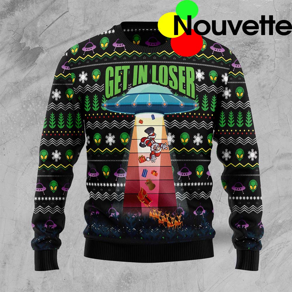 Alien Get In Loser Ugly Christmas Sweater