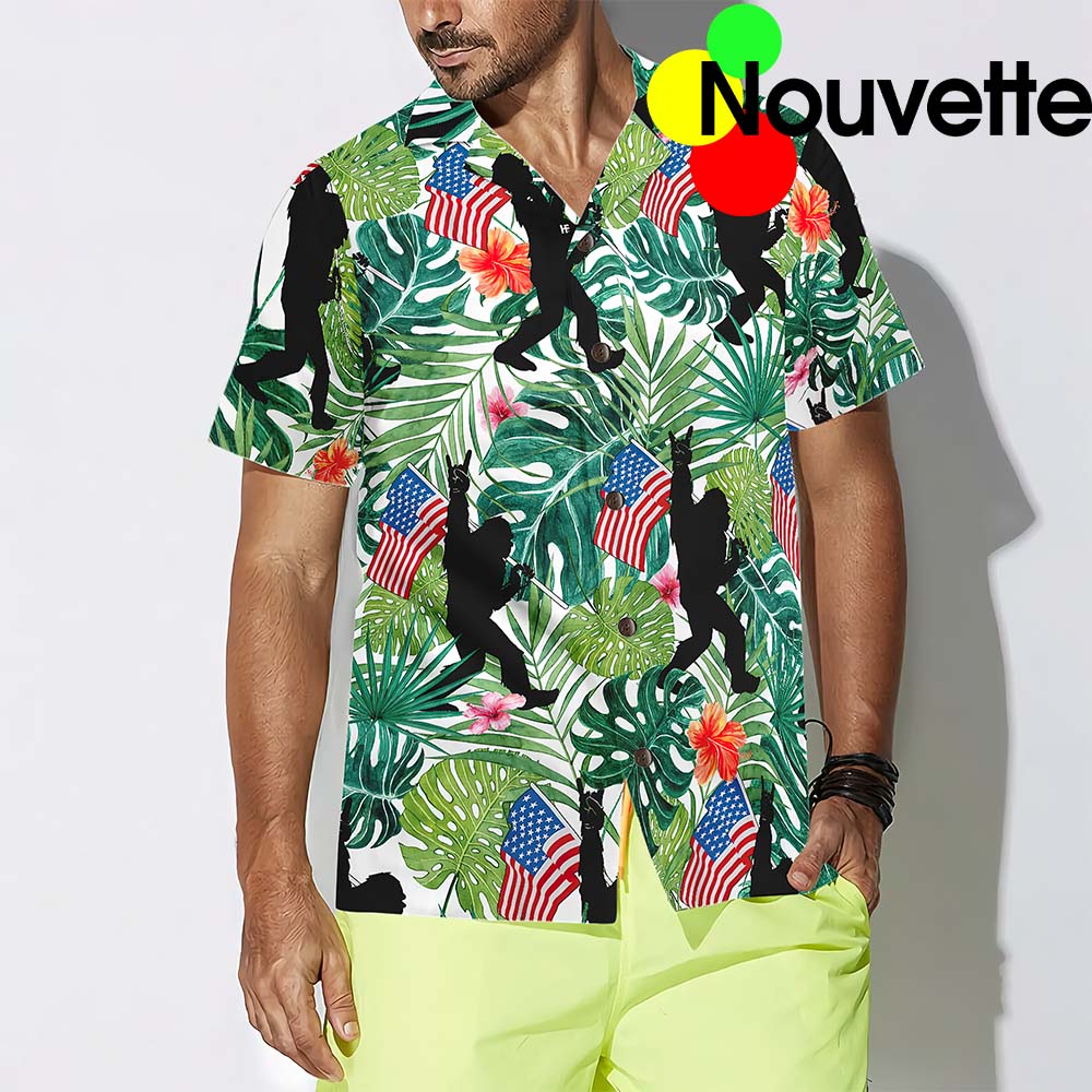 Bigfoot Tropical Hold Usa Flag Bigfoot Hawaiian Shirt Bigfoot Tropical Hold Usa Flag Bigfoot Hawaiian Shirt