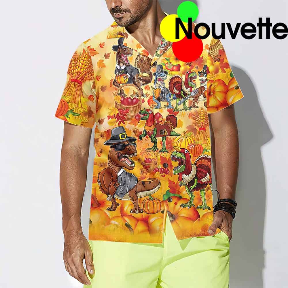 Happy Thanksgiving Dinosaurs T-Rex Hawaiian Shirt