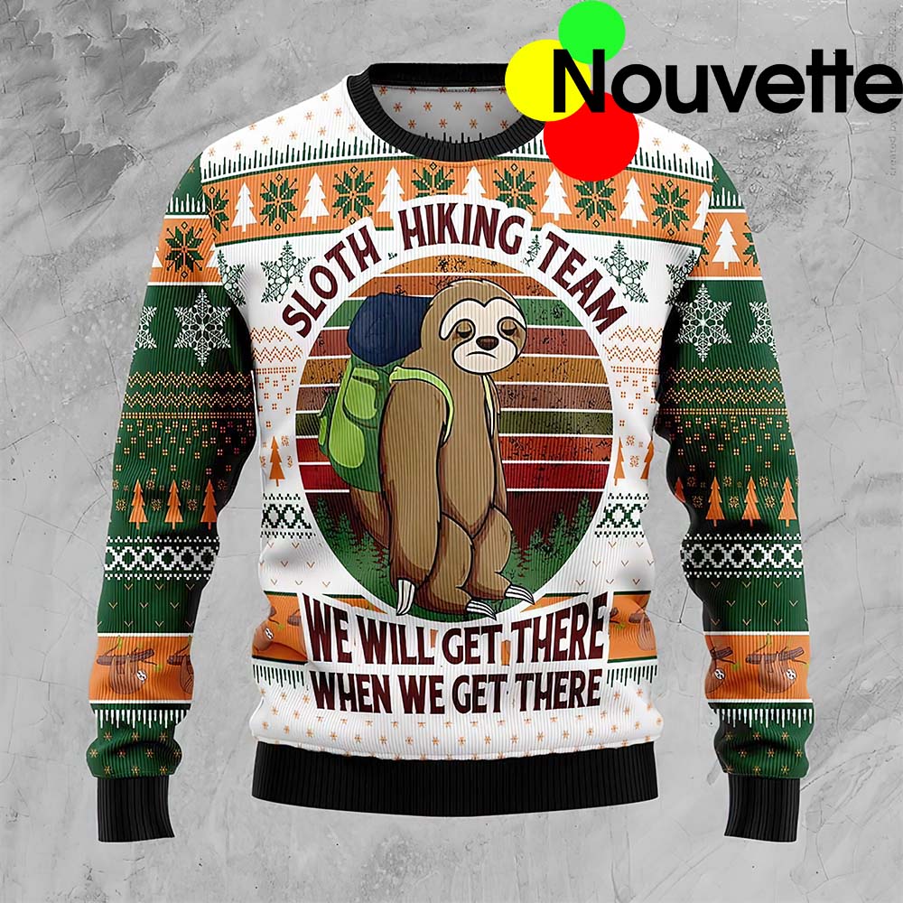Sloth Hiking Team Ugly Christmas Sweater Sloth Hiking Team Ugly Christmas Sweater