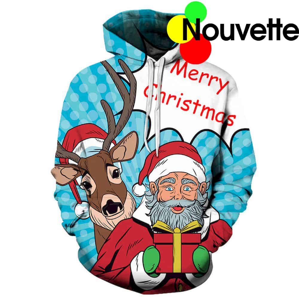 Comic Art Santa Merry Christmas Hoodie
