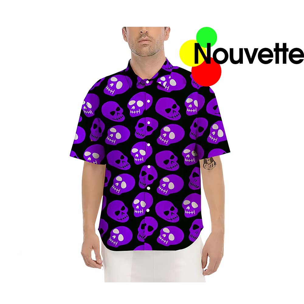 Purple Skull Black Halloween Hawaiian Shirt Purple Skull Black Halloween Hawaiian Shirt