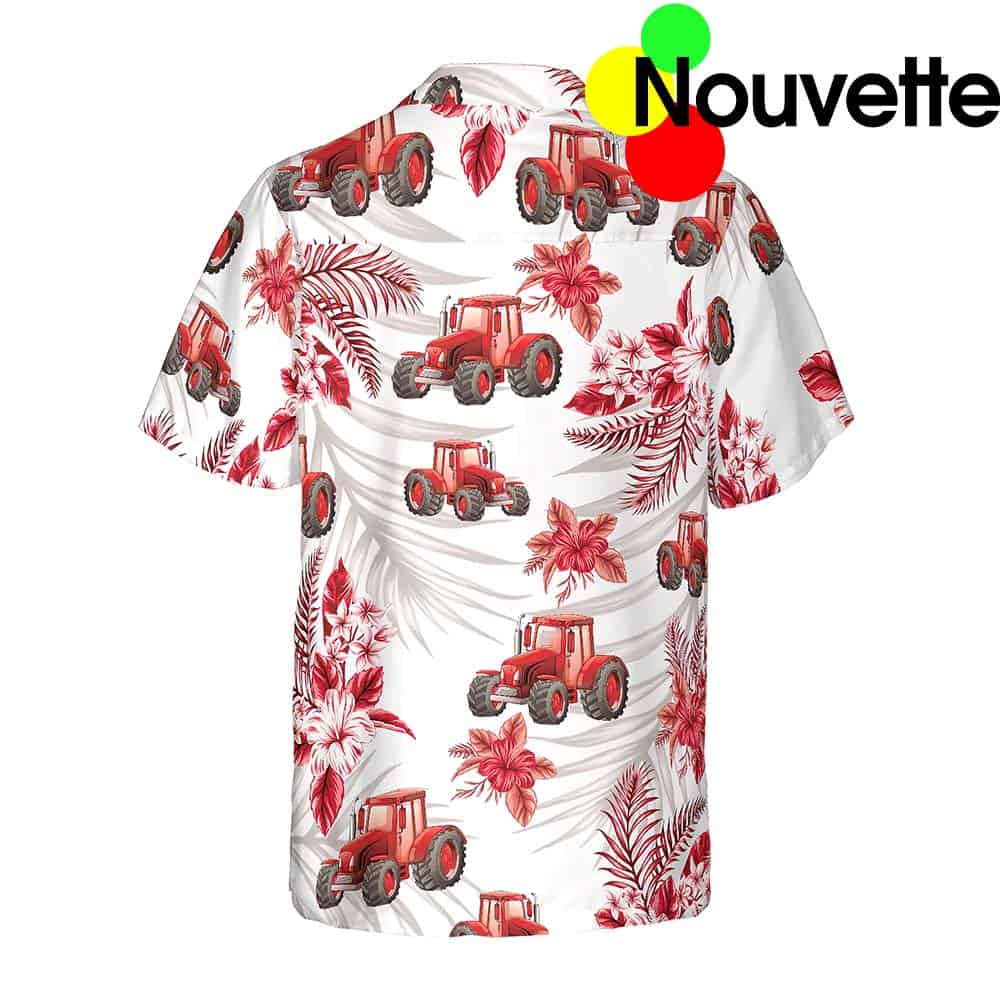 Tropical Red Tractor Hawaiian Shirt Tropical Red Tractor Hawaiian Shirt