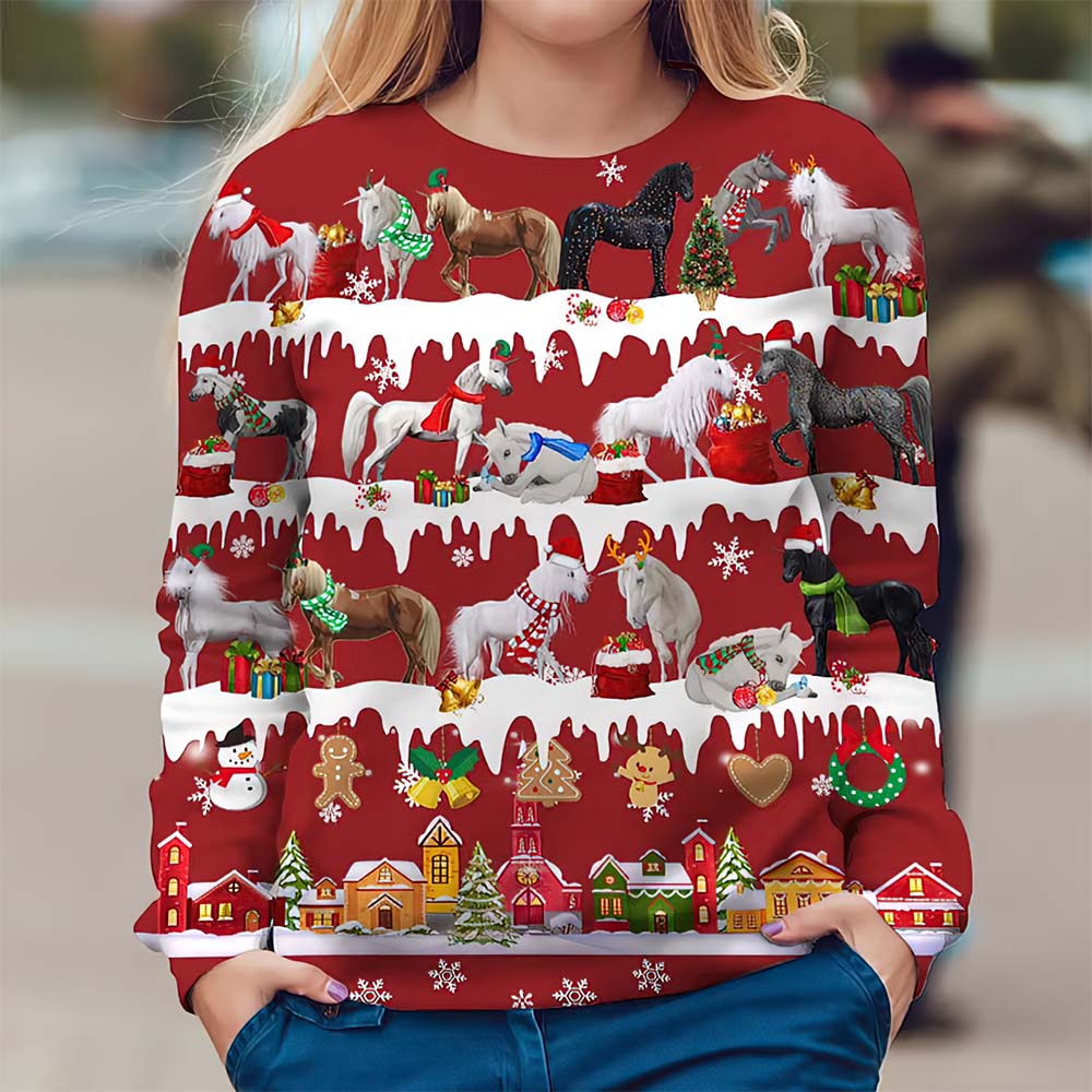 Horses Santa Hat Xmas Christmas Sweater Horses Santa Hat Xmas Christmas Sweater
