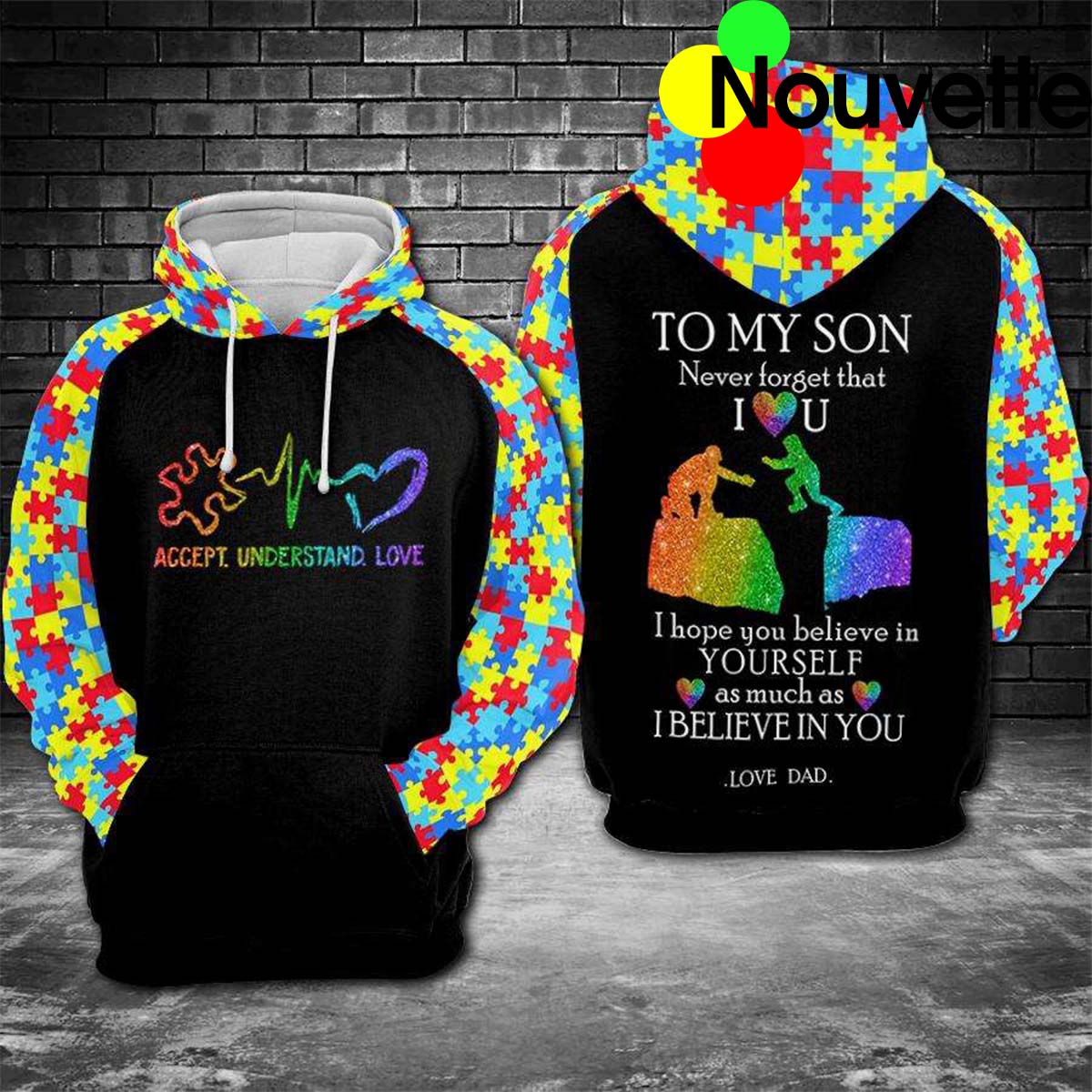 Accept Understand Love To My Son Autism 3D Hoodie Accept Understand Love To My Son Autism 3D Hoodie