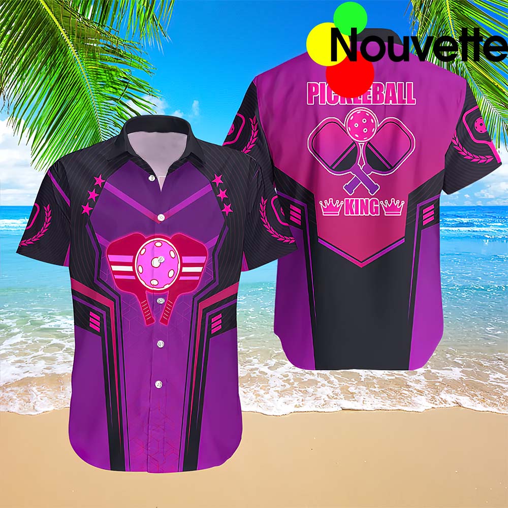 Pickleball Paddles Purple Hawaiian Shirt