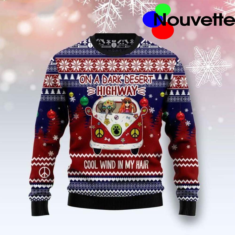 Elephant Hippie Girl Christmas Ugly Sweater