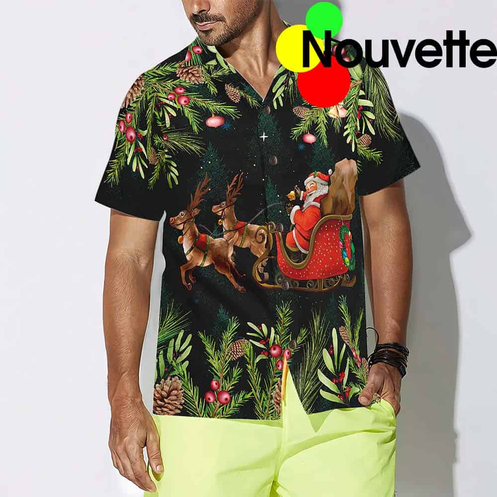 Santa Riding Sleigh Hawaiian Shirt
