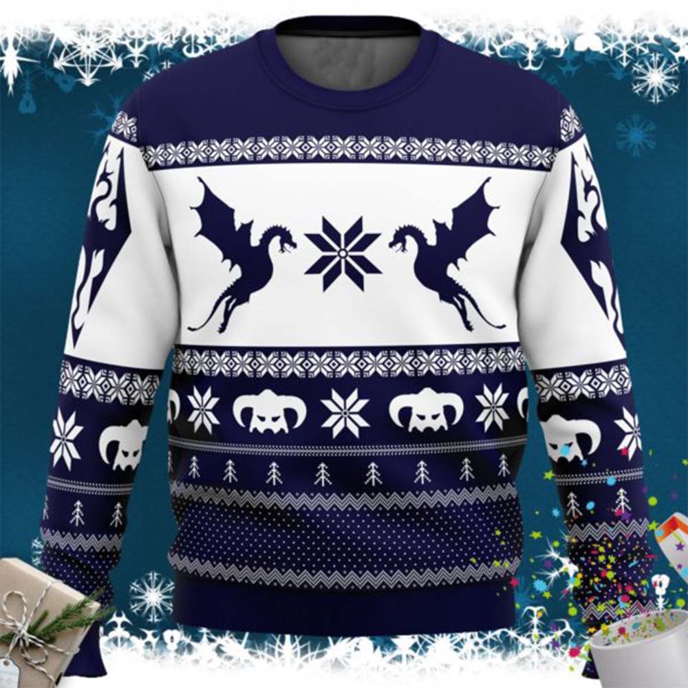 Skyrim Dragon Christmas Sweater Skyrim Dragon Christmas Sweater