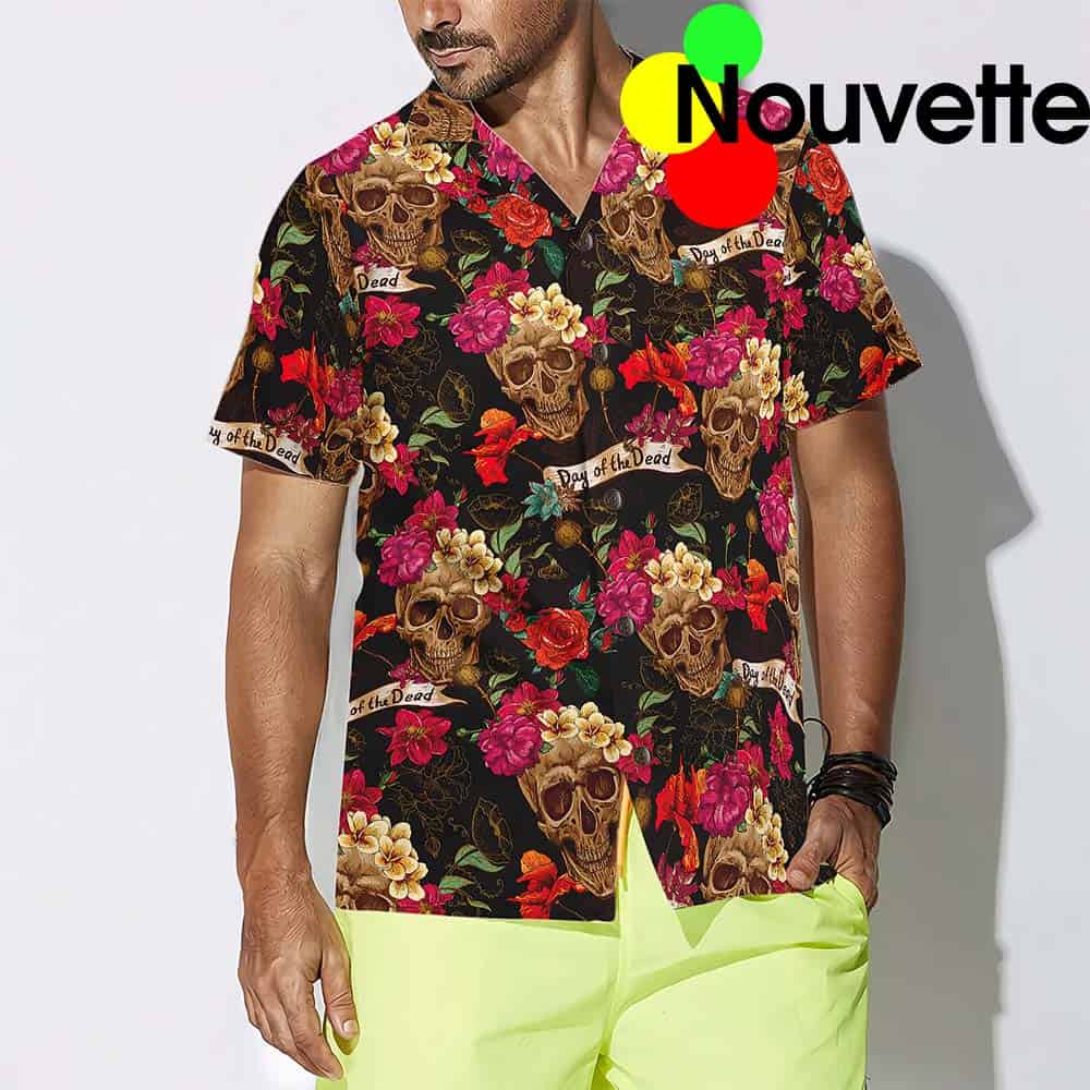 Skull And Flowers Day Of Dead Hawaiian Shirt