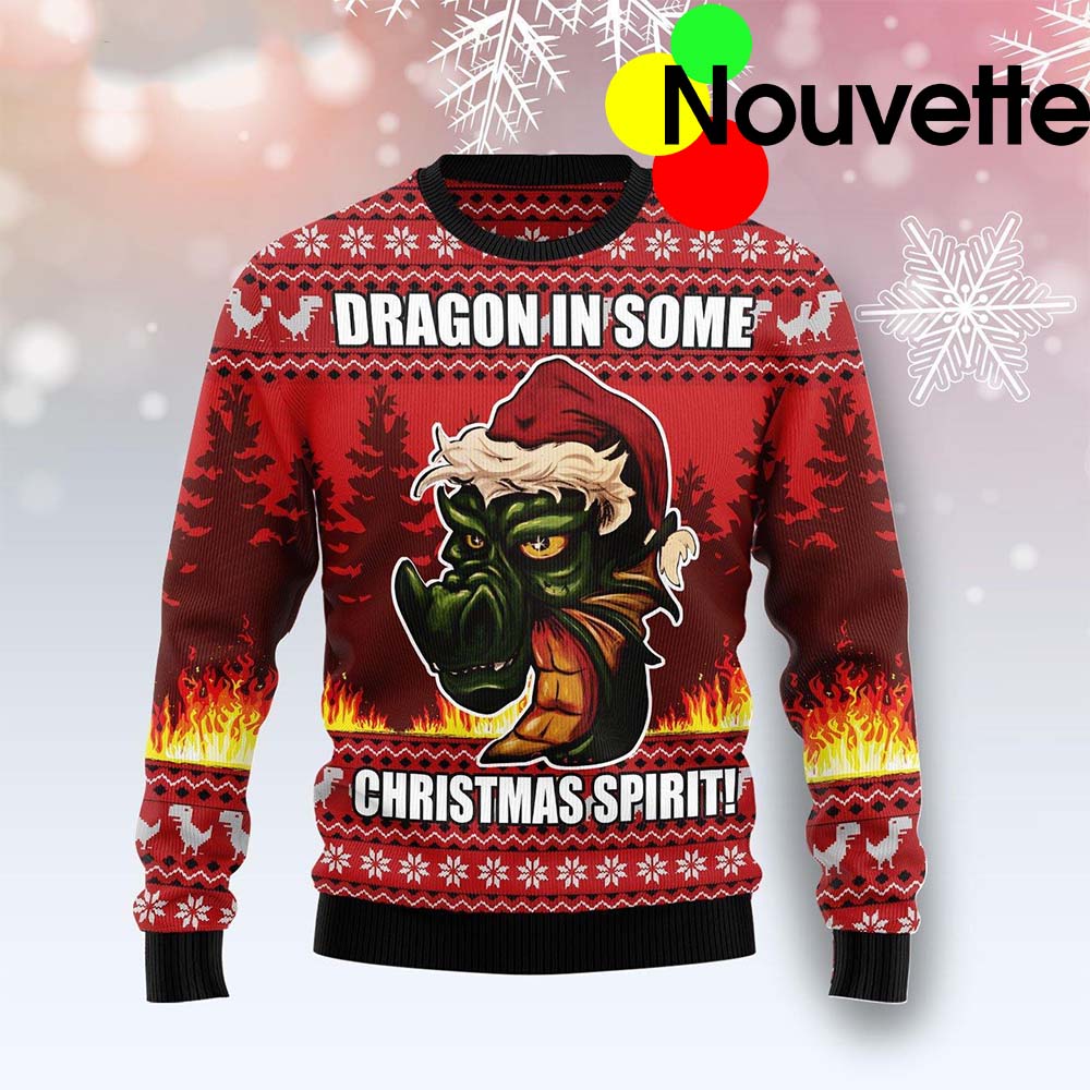 Dragon In Some Christmas Spirit Ugly Christmas Sweater Dragon In Some Christmas Spirit Ugly Christmas Sweater