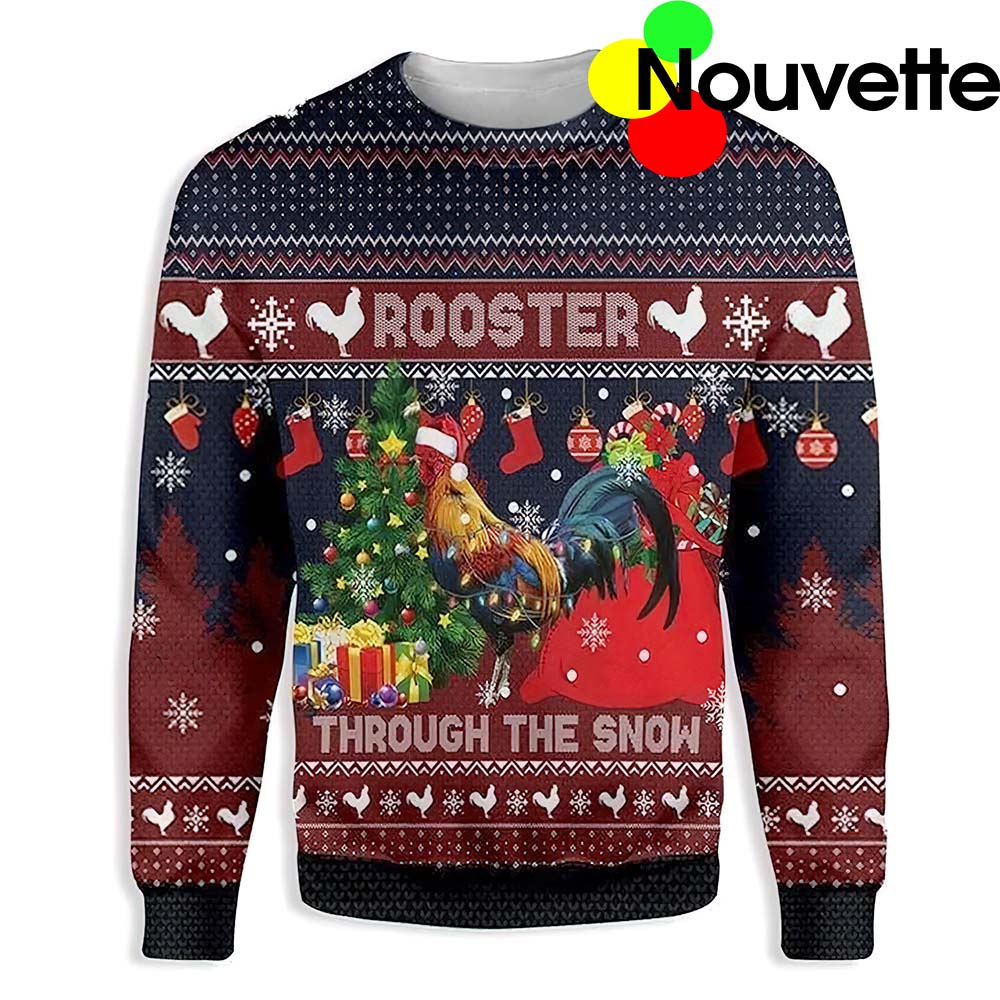 Rooster Through The Snow Christmas Sweater Rooster Through The Snow Christmas Sweater
