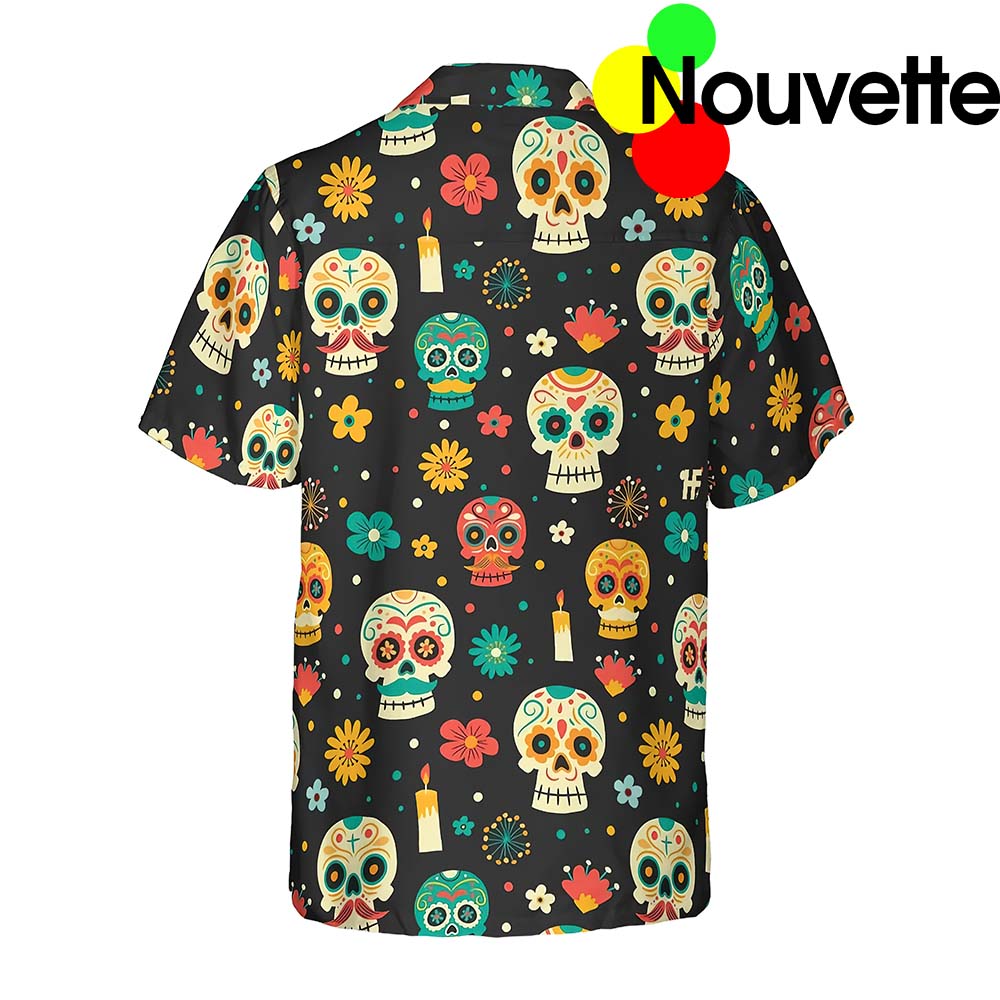 Skull Day Of The Dead Pattern Flower Hawaiian Shirt Skull Day Of The Dead Pattern Flower Hawaiian Shirt