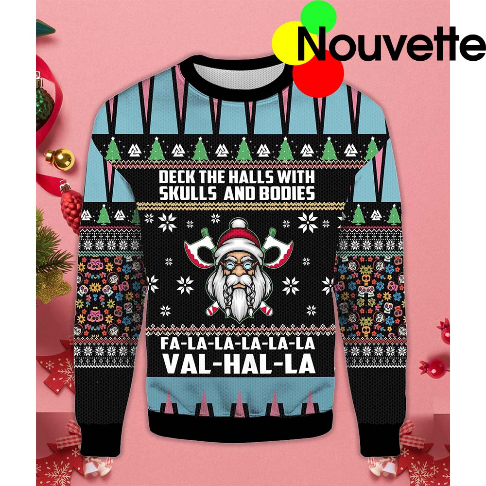 Viking Deck The Halls With Skulls And Bodies Christmas Sweater