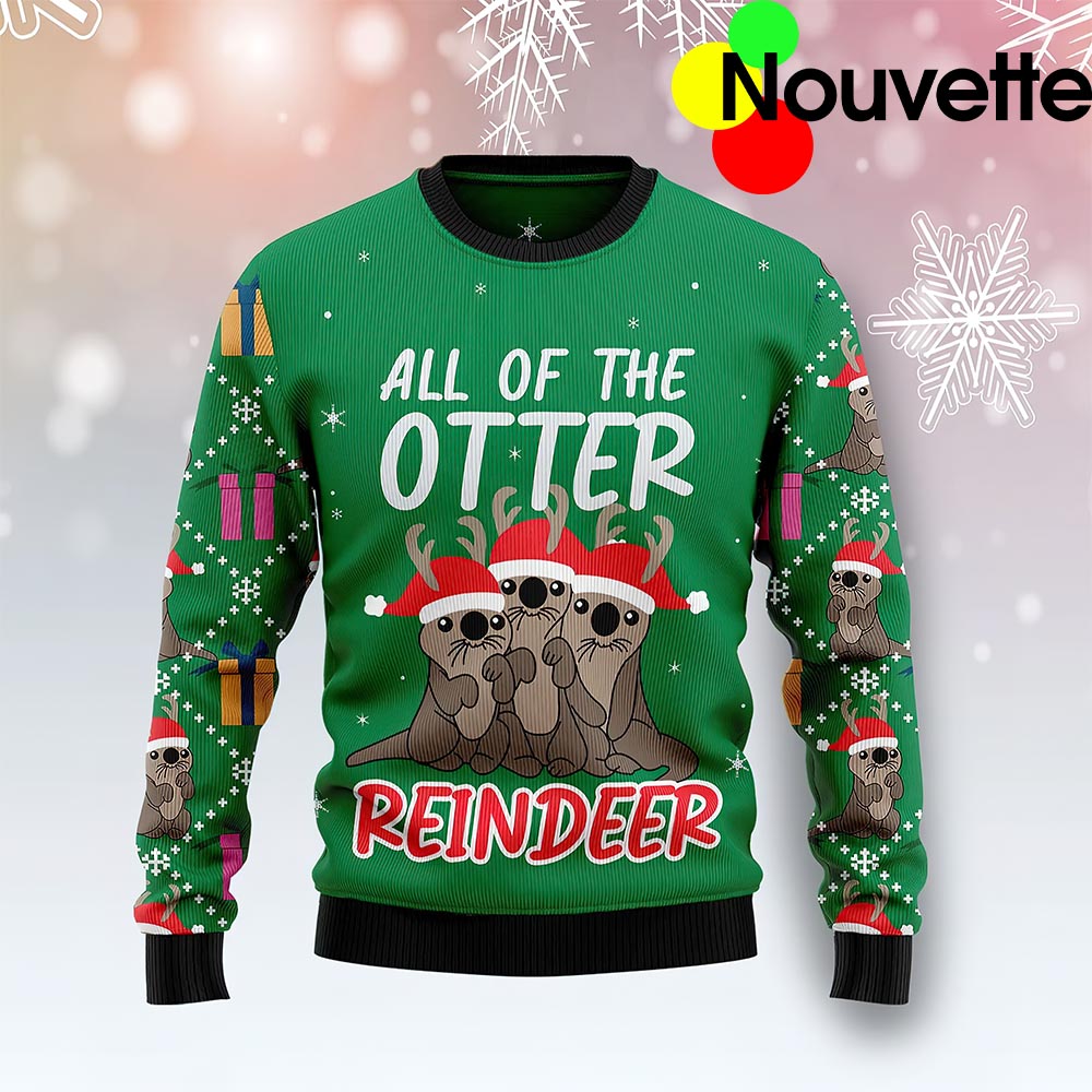 Otter Reindeer Christmas Ugly Sweater
