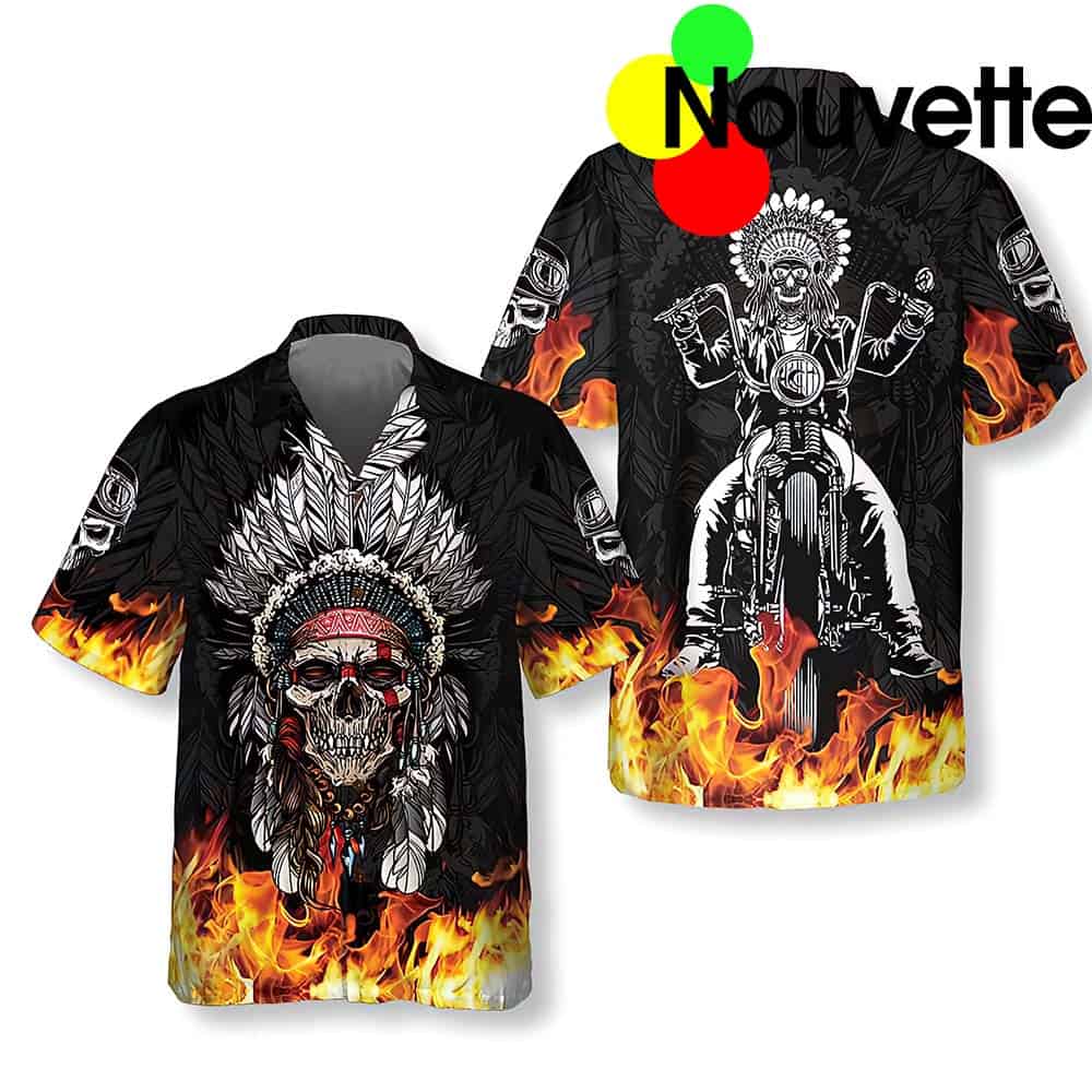 Racing Skull Fire Hawaiian Shirt Racing Skull Fire Hawaiian Shirt
