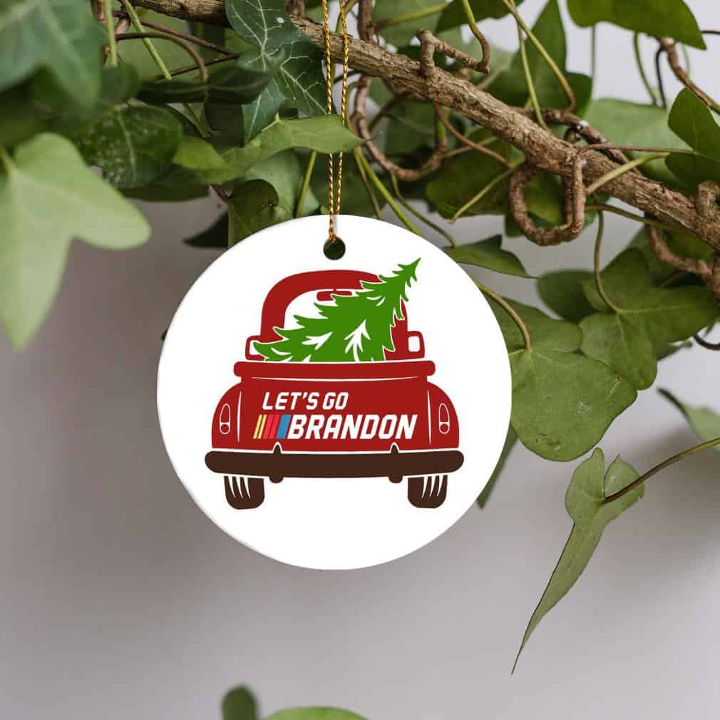 Let’S Go Brandon Red Truck Christmas Ornament