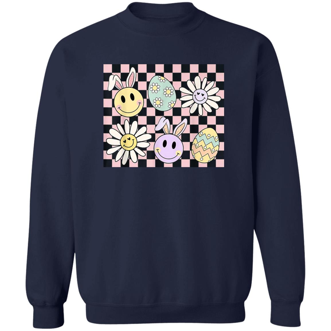 Easter Groovy Bunny Pastel Check Egg Shirt Easter Groovy Bunny Pastel Check Egg Shirt