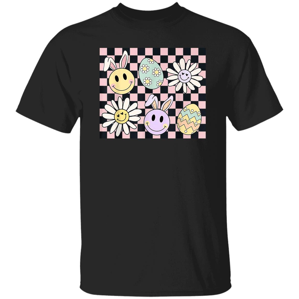 Easter Groovy Bunny Pastel Check Egg Shirt Easter Groovy Bunny Pastel Check Egg Shirt