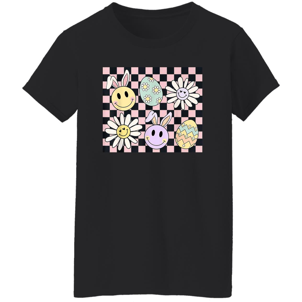 Easter Groovy Bunny Pastel Check Egg Shirt Easter Groovy Bunny Pastel Check Egg Shirt