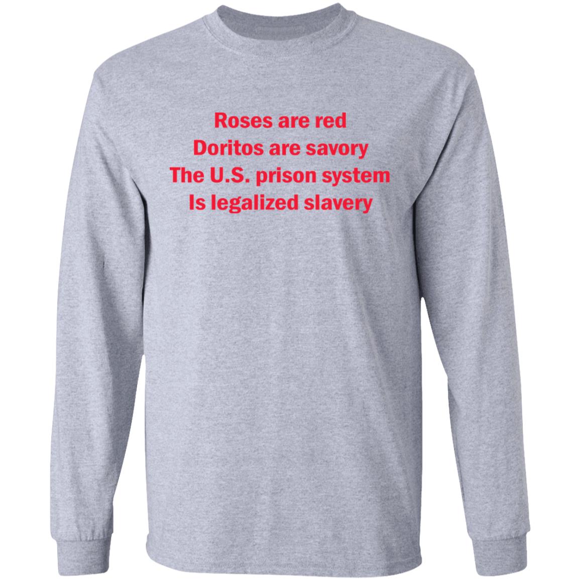 Roses Are Red Doritos Are Savory The Us Prison System Is Legalized Slavery Shirt Roses Are Red Doritos Are Savory The Us Prison System Is Legalized Slavery Shirt