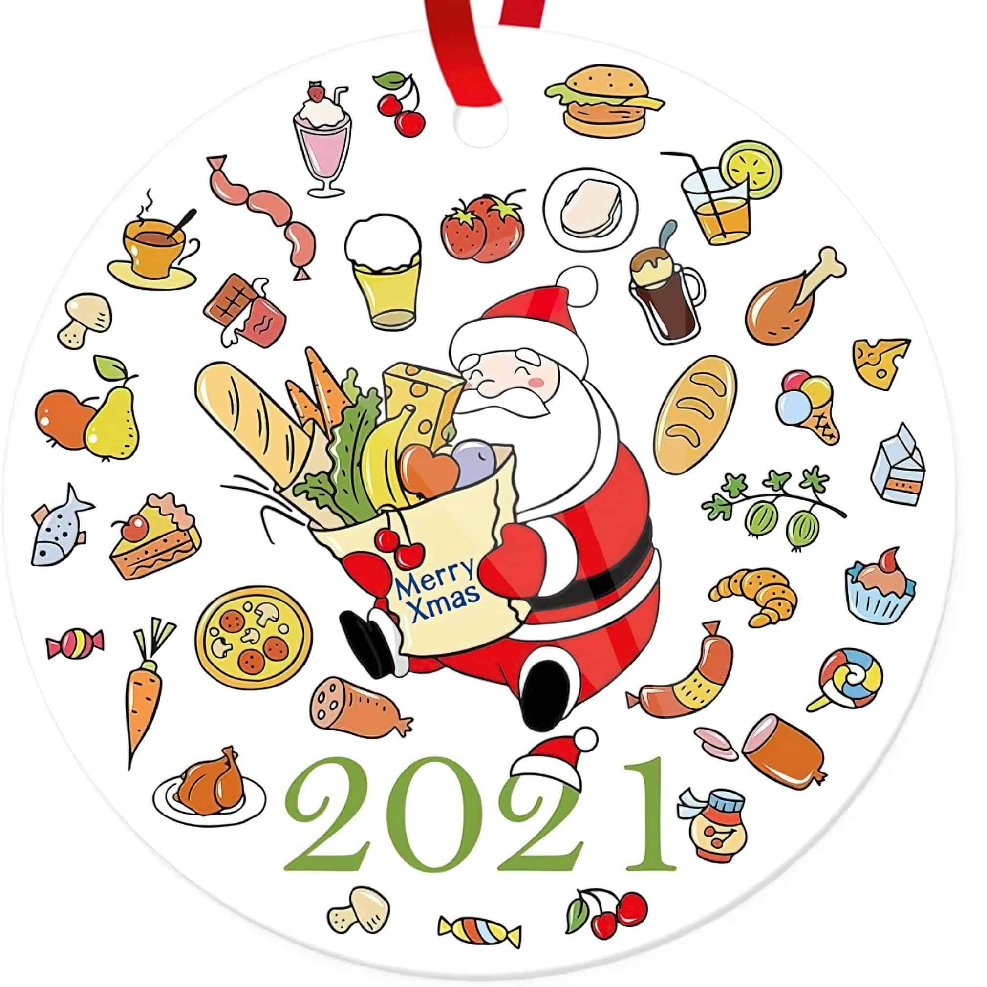 Santa With Food 2021 Christmas Ornament