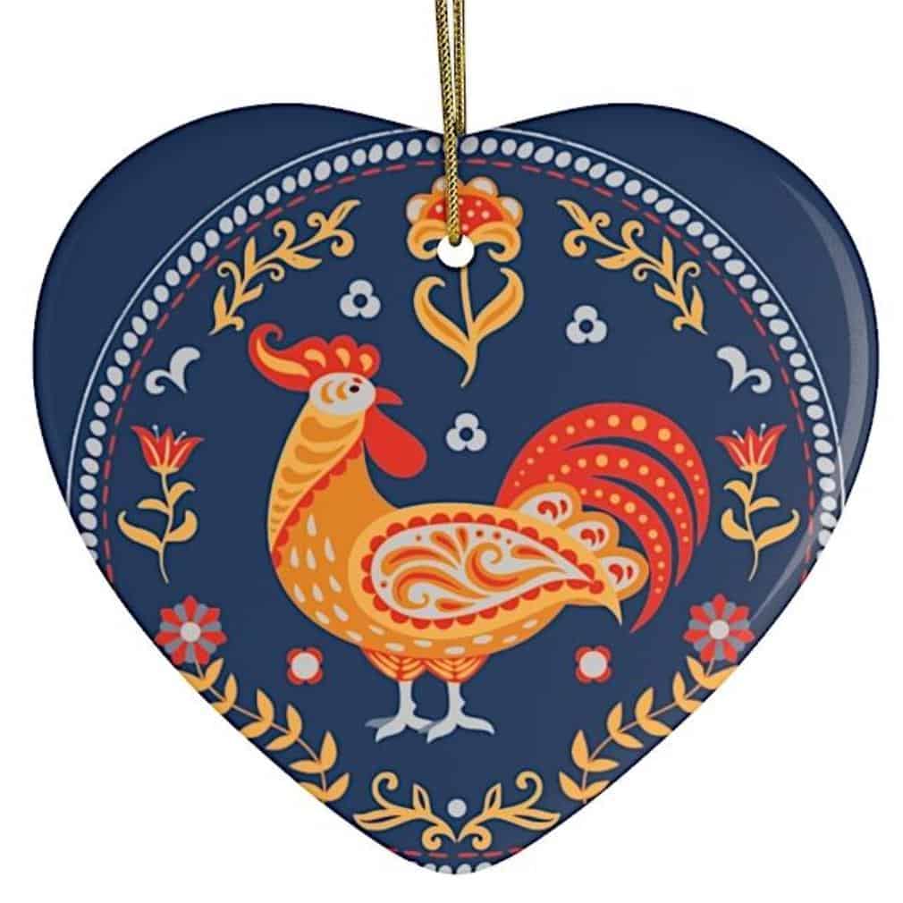 Scandinavian Folk Rooster Heart Ornament Scandinavian Folk Rooster Heart Ornament