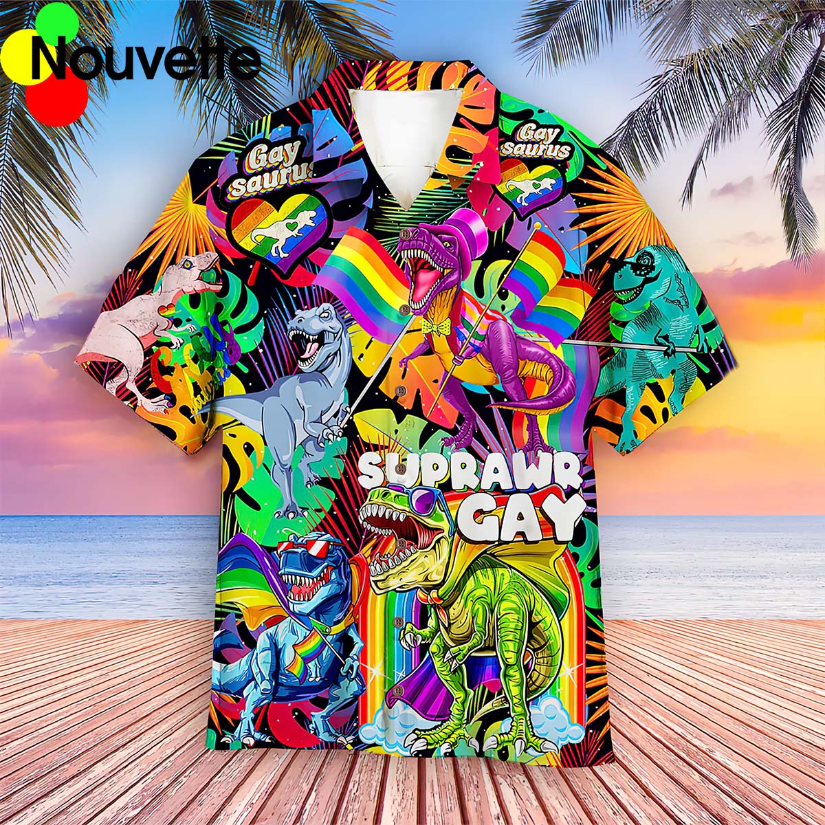 Lgbt Gay Saurus Happy Pride Month Hawaiian Shirt Lgbt Gay Saurus Happy Pride Month Hawaiian Shirt