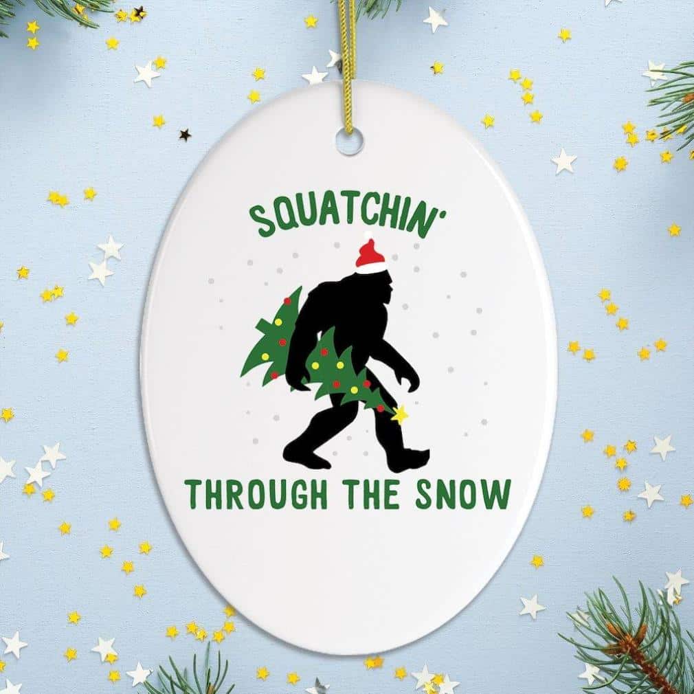 Bigfoot Squatchin Through The Snow Ornament Bigfoot Squatchin Through The Snow Ornament