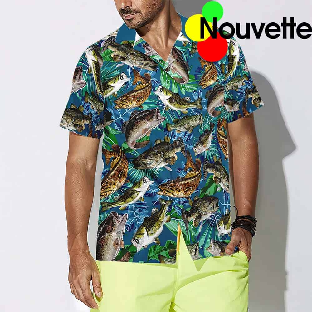 Bass Fish Seamless Pattern Fishing Hawaiian Shirt Bass Fish Seamless Pattern Fishing Hawaiian Shirt