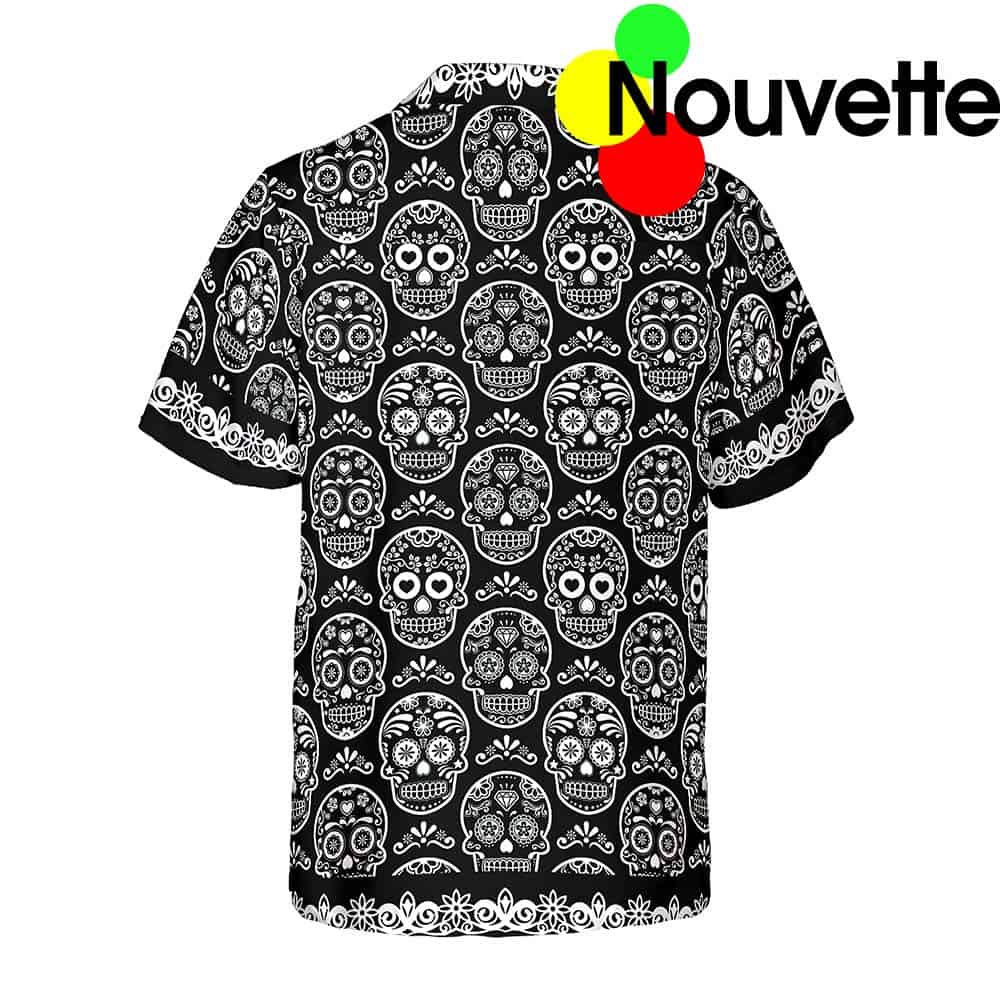 Sugar Skull On Black Hawaiian Shirt Sugar Skull On Black Hawaiian Shirt