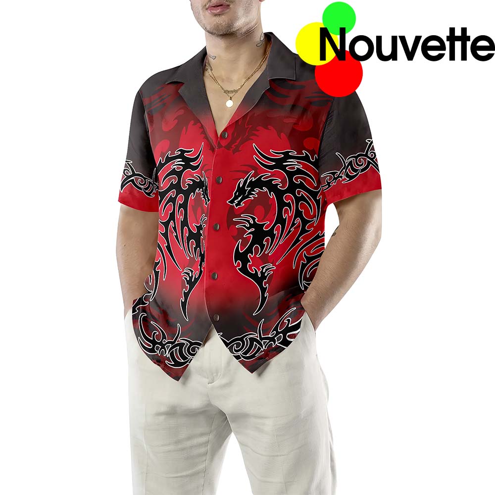 Red Tribal Dragon Hawaiian Shirt Red Tribal Dragon Hawaiian Shirt