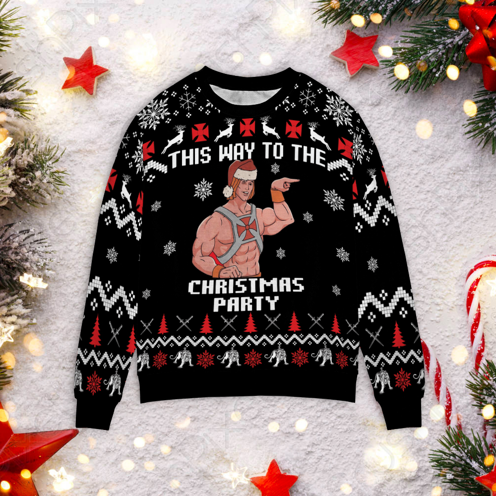 Heman This Way To The Christmas Party Ugly Sweater